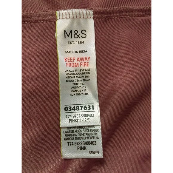 M&S Mark & Spencer Long Sleeve A-line Pink Glittery Velvet Dress 11-12 Youth - Picture 8 of 12